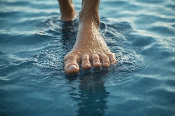 Close-up person  foot water is center image ethereal scene of je