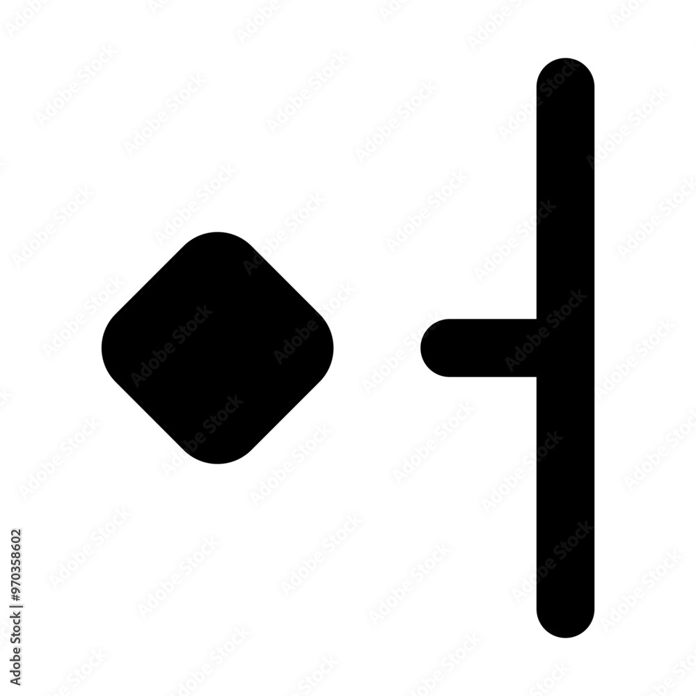Poster keyframe align right icon in solid-filled glyph style. simple alignment symbol vector illustration —