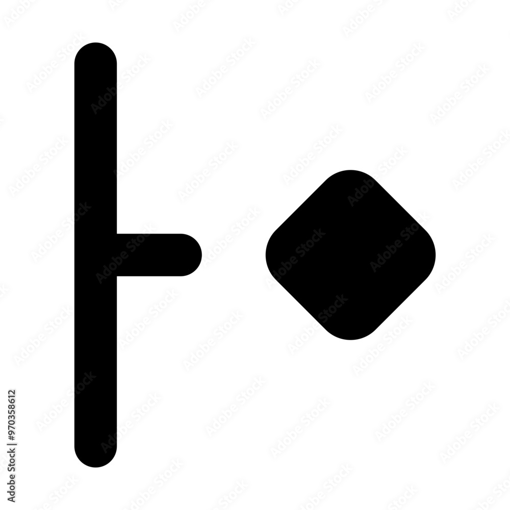 Poster keyframe align left icon in solid-filled glyph style. simple alignment symbol vector illustration — 