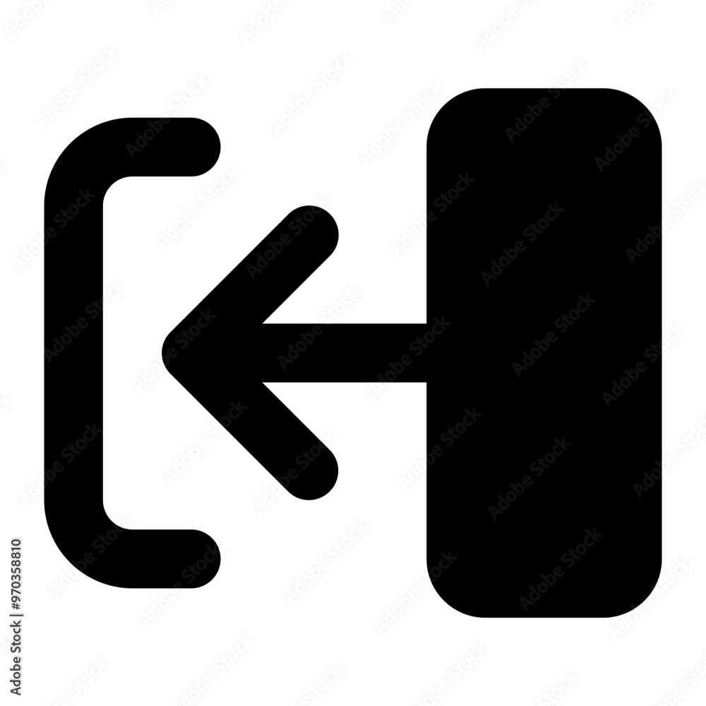 Poster transition left icon in solid-filled glyph style. simple arrow direction symbol vector illustration 