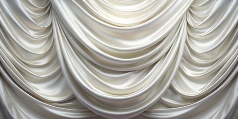 Luxuriant white silk drapes softly over a smooth surface, unfolding a gentle, shimmering texture that radiates