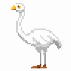 Obraz premium Pixelated Retro White Bird 8 Bit Animal Graphics for Vintage Games and Digital Art