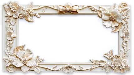 Ornate Floral Frame Border With Bow Design