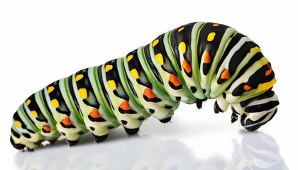 Naklejka premium Close-up of a colorful caterpillar on white background