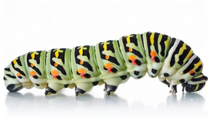 Colorful firefly swallowtail caterpillar on a white background