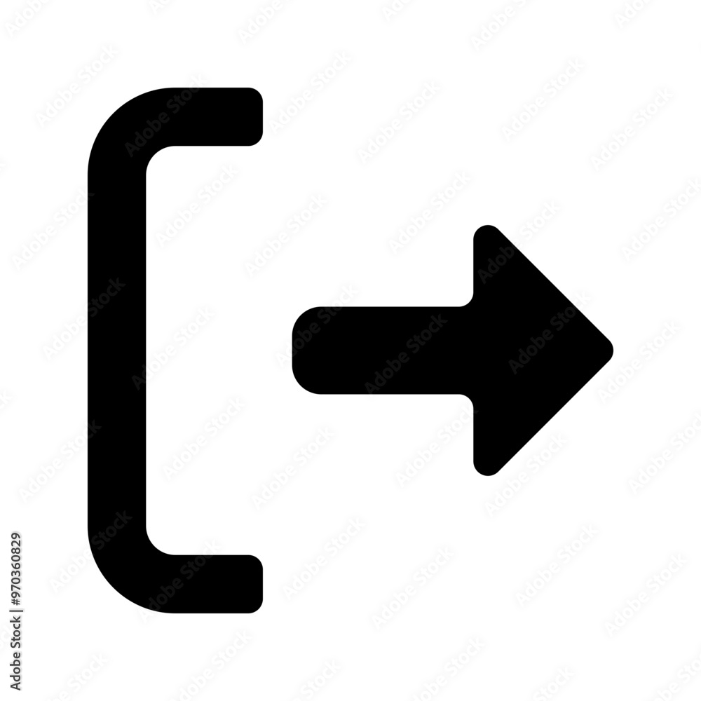 Poster log out arrow icon in solid-filled glyph style. simple exit direction symbol vector illustration — p