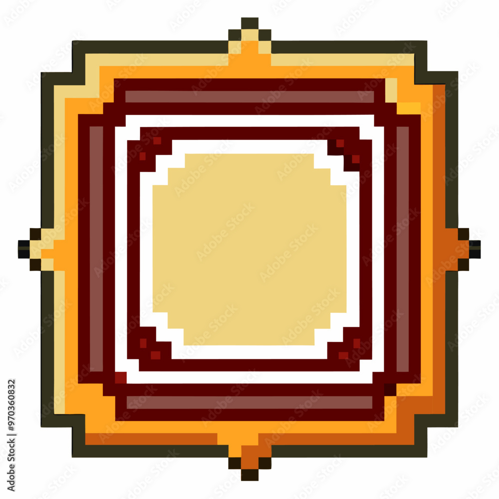 Poster retro pixel art frame design, vintage 8 bit border, abstract geometric pattern for digital graphics