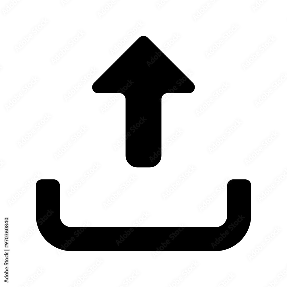 Aufkleber upload bracket icon in solid-filled glyph style. simple arrow direction symbol vector illustration —