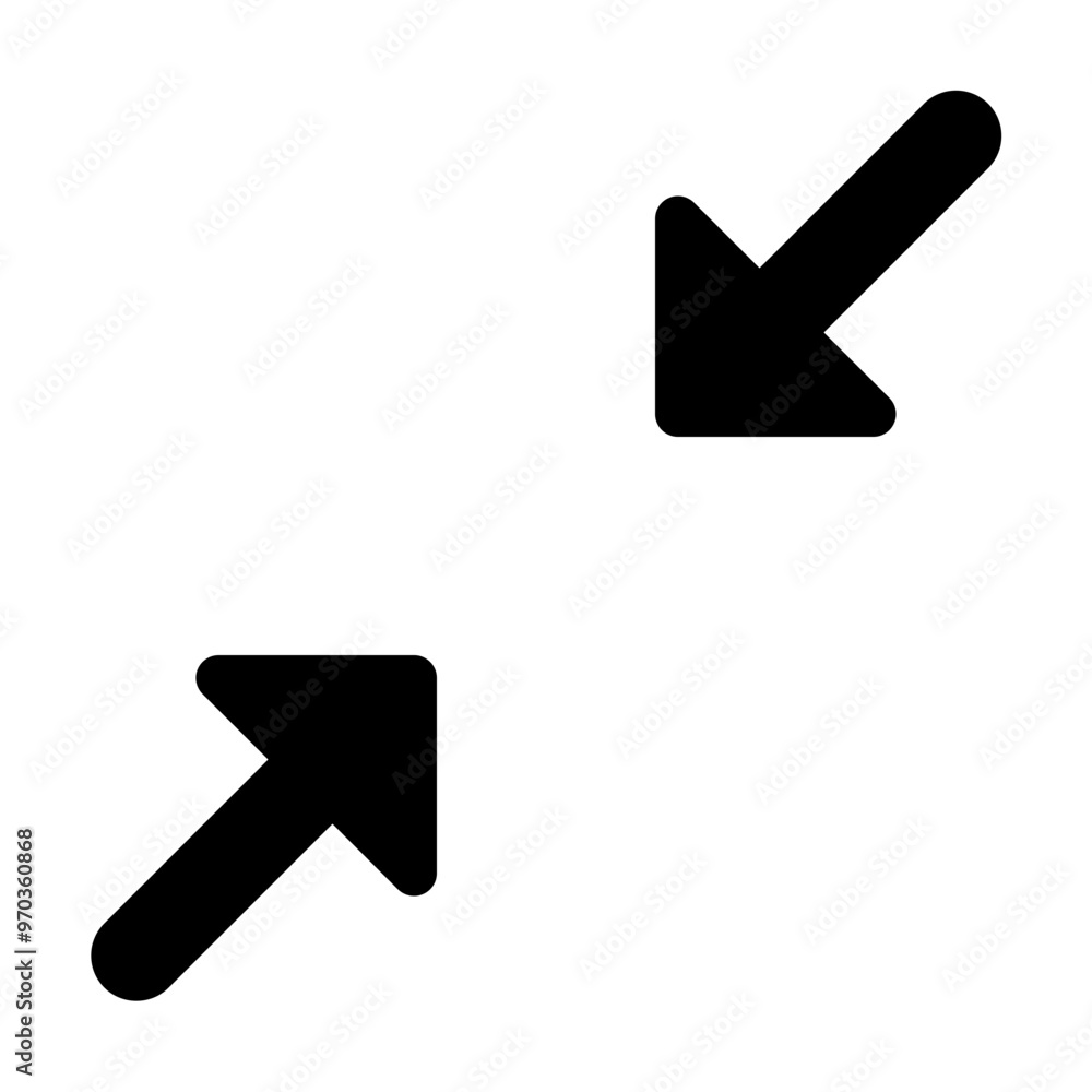 Poster collapse arrow icon in solid-filled glyph style. simple shrink symbol vector illustration — pixel-pe