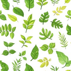 Obraz premium Luscious Botanical Leaves Seamless Pattern on Clean White Background