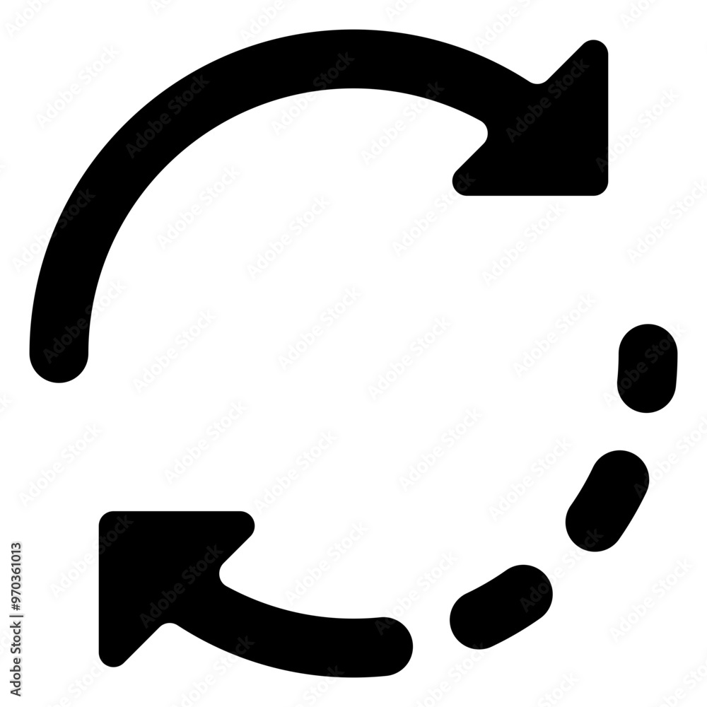 Aufkleber refresh arrow with dash line icon in solid-filled glyph style. simple reload symbol vector illustrat