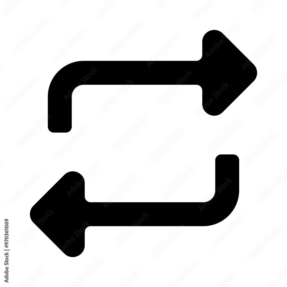 Poster repeat arrow icon in solid-filled glyph style. simple reload symbol vector illustration — pixel-perf