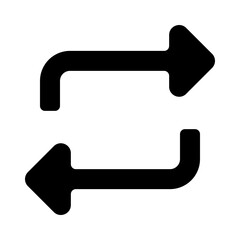 Repeat arrow icon in solid-filled glyph style. Simple reload symbol vector illustration — pixel-perfect icon.