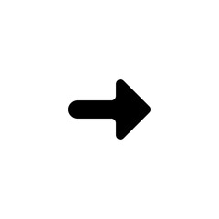 Right arrow icon in solid-filled glyph style. Simple next direction symbol vector illustration — pixel-perfect icon.