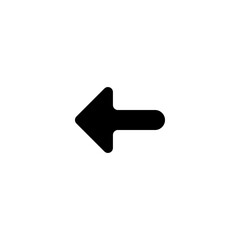 Left arrow icon in solid-filled glyph style. Simple direction symbol vector illustration — pixel-perfect icon.