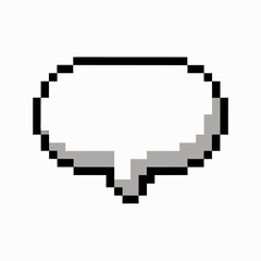 Fototapeta premium Retro Pixel Speech Bubble Icon in Black and White for Digital Designs