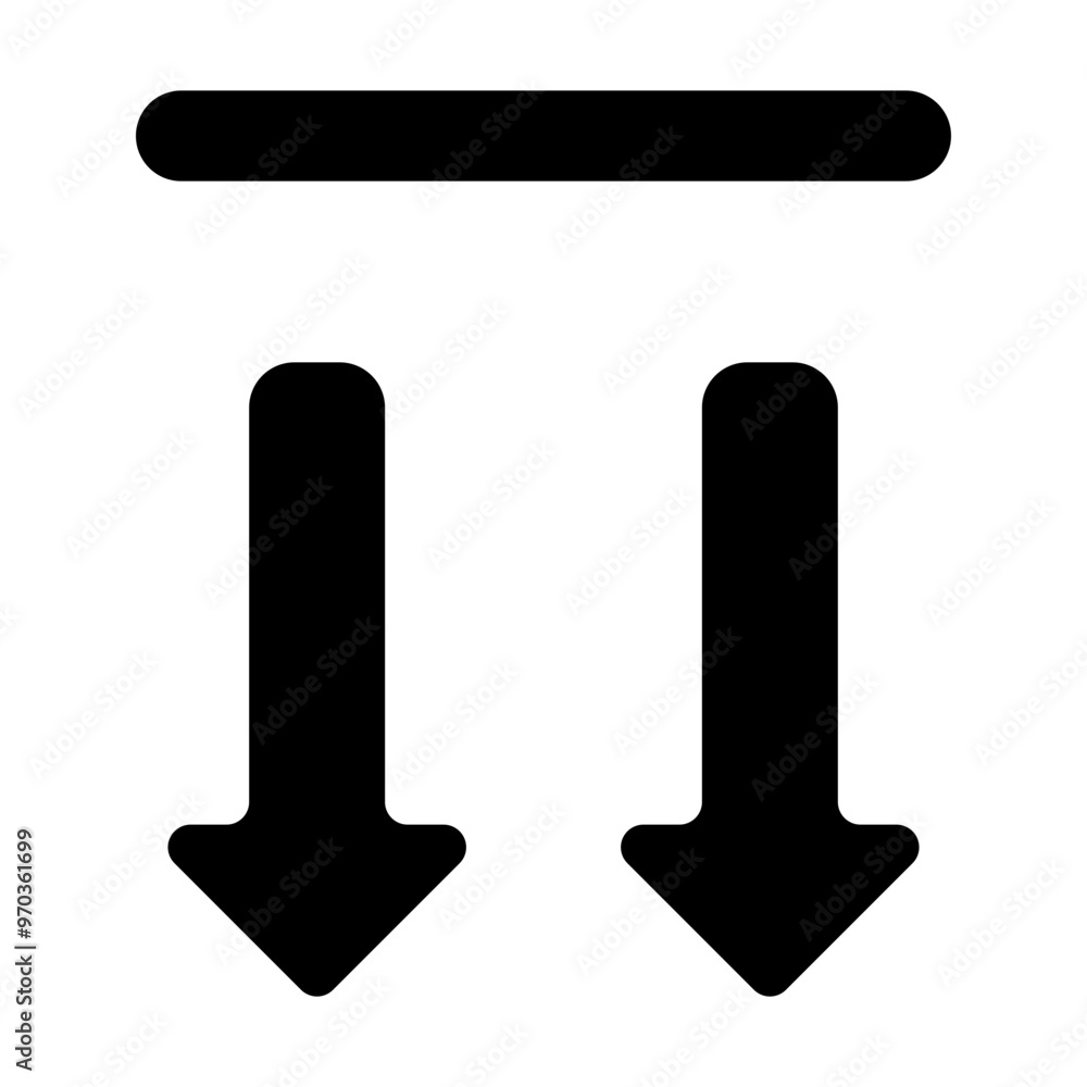 Poster two arrows down icon in solid style. simple bottom symbol vector illustration — pixel-perfect icon.