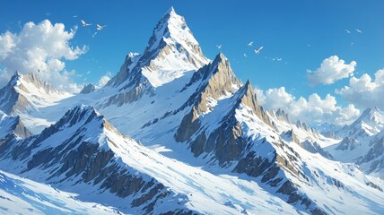 Obraz premium Digital illustration mountain range mountains are covered snow