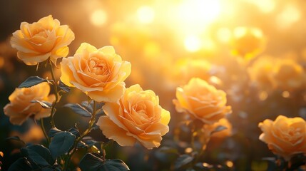 Golden Roses in the Sunset