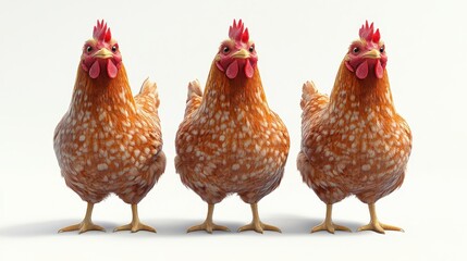 Fototapeta premium Chickens (broilers) clipart, element, 3D illustration, realistic, isolated on white background