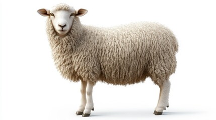 Fototapeta premium Sheep clipart, element, 3D illustration, realistic, isolated on white background