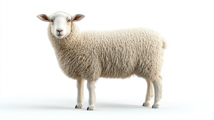Fototapeta premium Sheep clipart, element, 3D illustration, realistic, isolated on white background