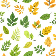 Fototapeta premium Vibrant Foliage Pattern with Natural Autumn Leaves on White Background