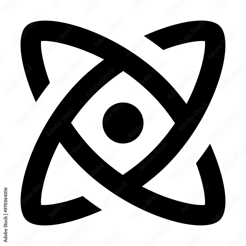 Poster atom icon in solid style. simple nucleus symbol vector illustration — pixel-perfect icon.