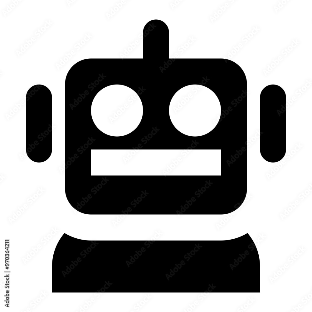 Poster robot icon in solid style. simple artificial intelligence symbol vector illustration — pixel-perfect