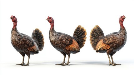 Fototapeta premium Turkeys clipart, element, 3D illustration, realistic, isolated on white background