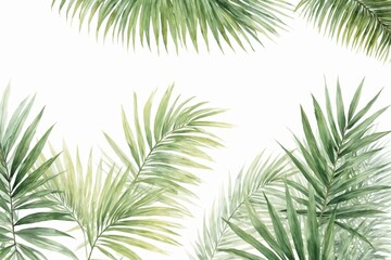 Naklejka premium Digital illustration group green palm leaves leaves are Palm lea