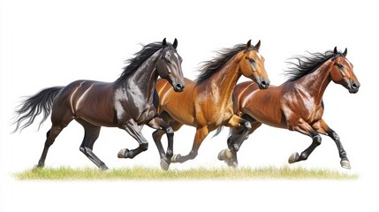 Horses clipart, element, 3D illustration, realistic, isolated on white background