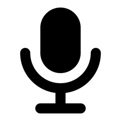 Microphone icon in solid style. Simple mic symbol vector illustration — pixel-perfect icon.