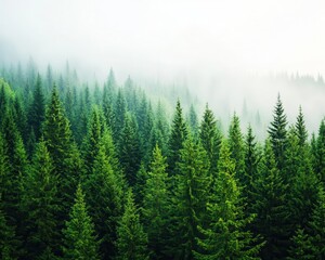 Waterfall cascading through a dense pine forest, with mist rising and light streaming through, waterfall cascade, majestic forest aesthetic
