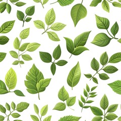 Natural Green Leaves Seamless Background Pattern for Wallpaper Textile or Packaging Design