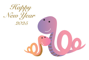 へびの親子の年賀状
