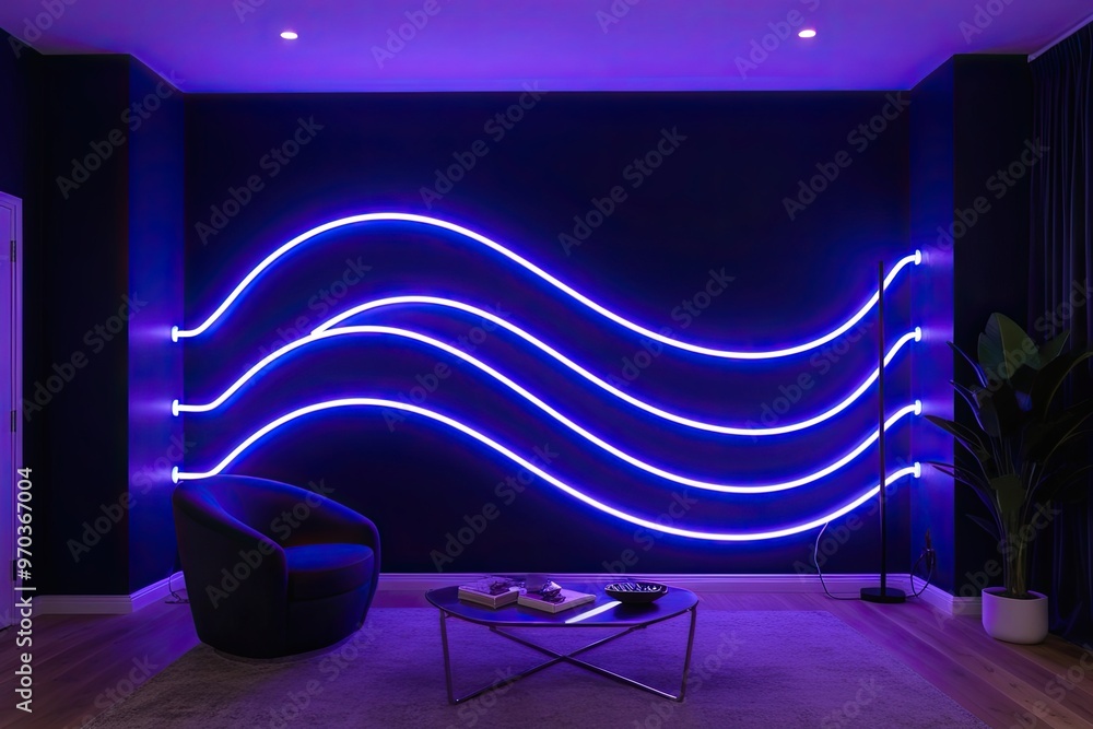 Poster captivating indigo neon wave with unique twisted light patterns