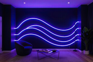 Captivating Indigo Neon Wave with Unique Twisted Light Patterns