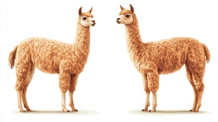 Obraz premium Alpacas clipart, element, 3D illustration, realistic, isolated on white background