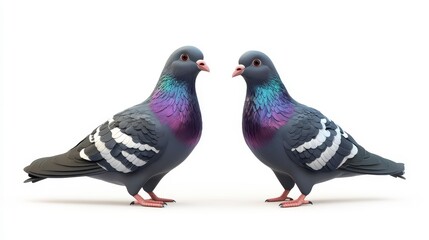 Obraz premium Pigeons clipart, element, 3D illustration, realistic, isolated on white background