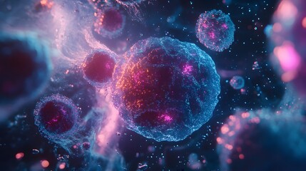 Abstract Glowing Cells in Neon Colors