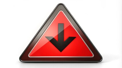 The triangular arrow's red and black hue warns that there's a potential danger lurking, requiring extra vigilance and