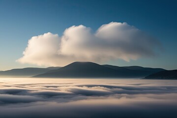 Fototapeta premium Enchanting Morning Mist and Vapor Clouds Illustration Highlighting Unique Meteorological Atmosphere