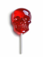 Minimalistic Skull Candy: red lollipop, centered composition, detailed skull
