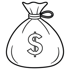 Money bag vector line art on white background
