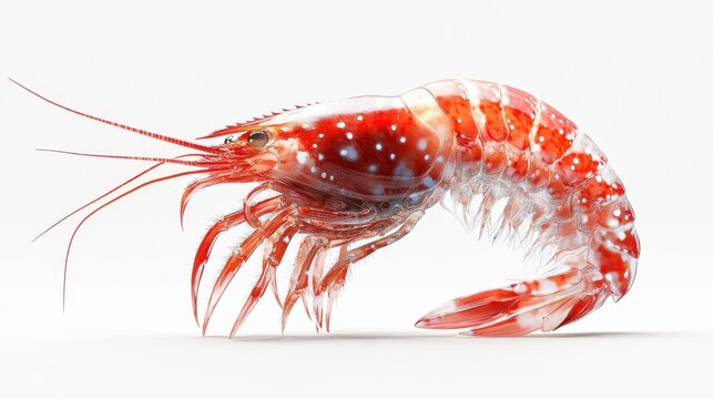 recommend clip art: Shrimp clipart, element, 3D illustration, realistic, isolated on white background