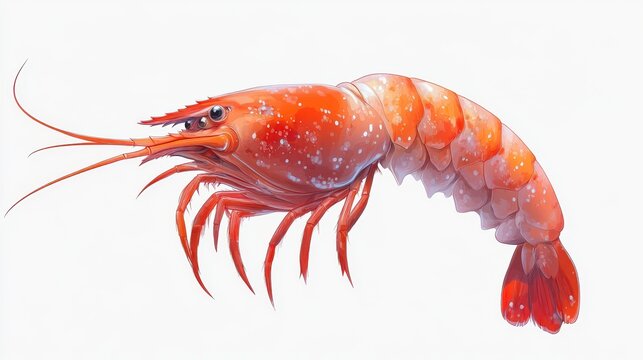 recommend clip art: Shrimp clipart, element, 3D illustration, realistic, isolated on white background