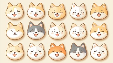 Obraz premium Cute Cartoon Dog Faces Pattern Background