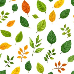 Seamless Natural Leaf Pattern on Clean White Background