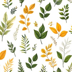 Fototapeta premium Seamless Natural Leaf Pattern on White Background for Eco Friendly Design Elements
